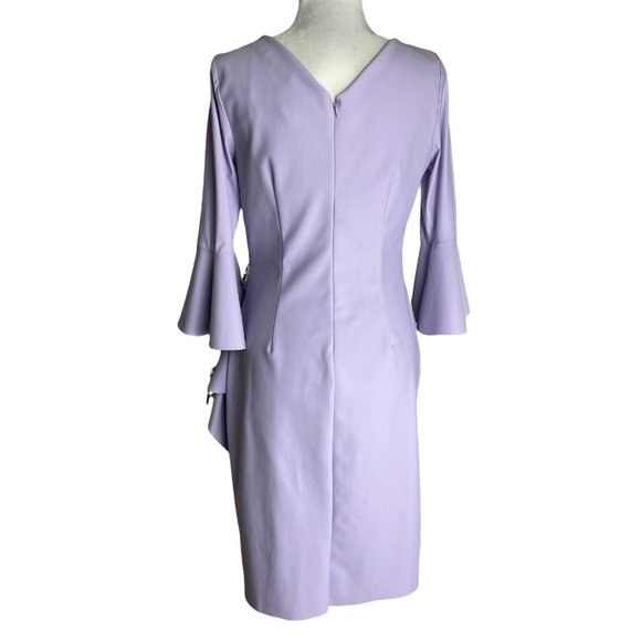Alex Evenings Dress Cocktail Bell Sleeve Sheath in Lavender Sz 6 NWT $225 - Picture 9 of 11